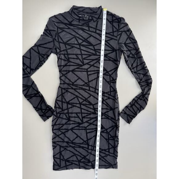 Women’s Sheer Velvet Burnout Bodycon Dress Size Small Black Y2K 90s EDM Rave - Picture 5 of 14